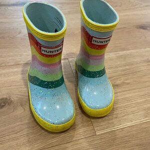 HUNTER Toddler Rain Boots - Glitter Rainbow Toddler Girls Sz UK 4/US 5-6